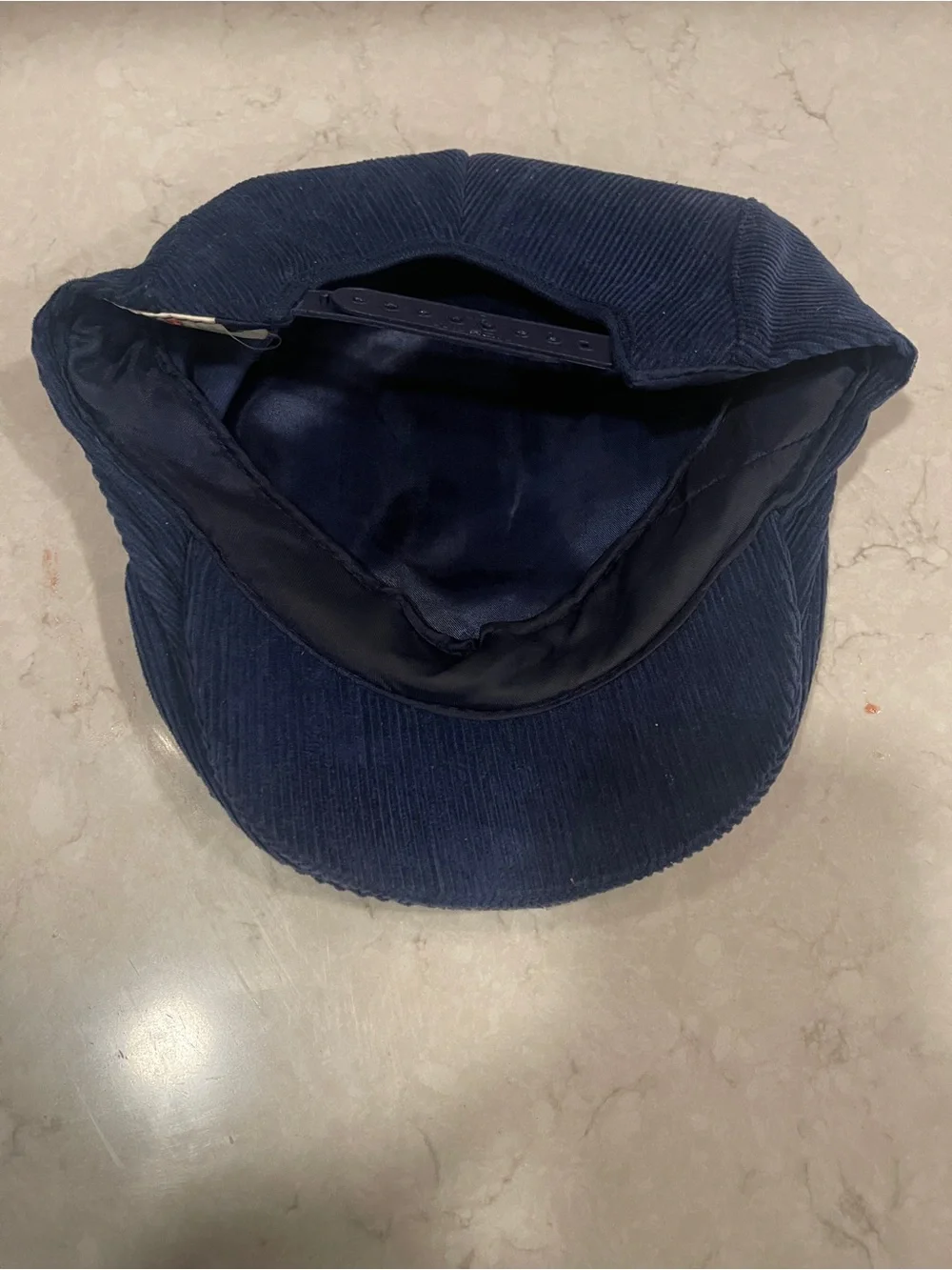 Wilson Navy Corduroy Cap 100% Cotton Newsy Vintage Canada Horse Embroidered Prep